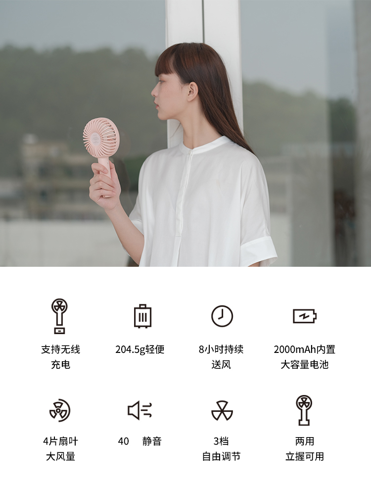 SOLOVE素乐N9Pro手持小风扇迷你便携式usb无线充电适用手拿握随身-图1