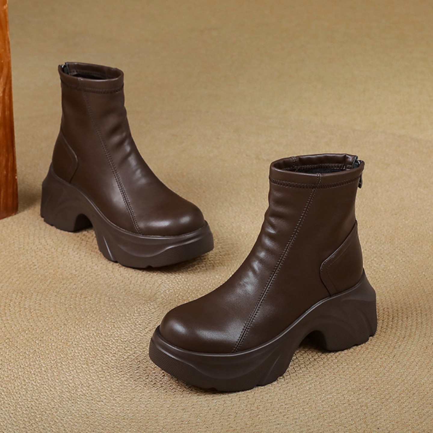 松糕底马丁靴大码40到43女鞋厚底高跟女靴2025冬新款显瘦靴瘦瘦靴,淘宝优惠券,粉丝福利购,淘宝优惠卷