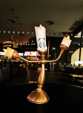 美女与野兽 烛台卢米亚蜡烛台LED夜灯摆件装饰台钟摆件台灯葛士华