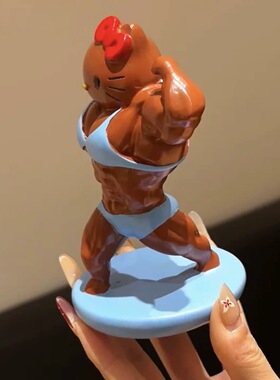 中古日单HelloKitty肌肉凯蒂猫摆件公仔闺蜜礼物复古儿童发圈收纳