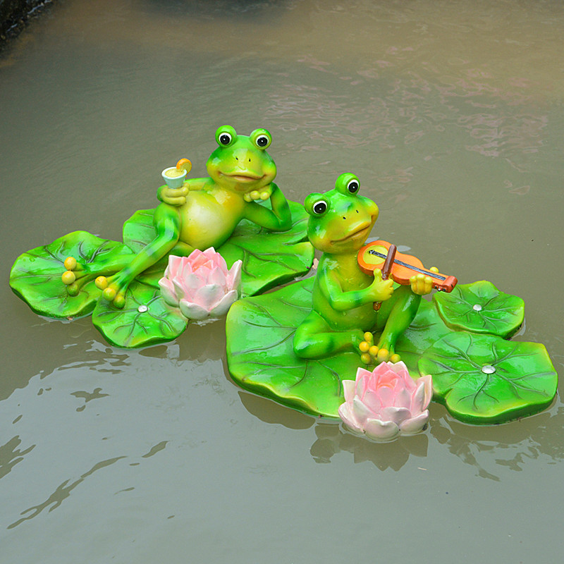 水面装饰品浮水青蛙绿头鸭鸳鸯火烈鸟小黄鸭莲花流水喷泉鱼池工艺