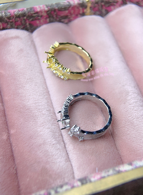 925银戒指空托 枕形5MM 八角方形 阿斯切工  镶嵌宝石女款银戒托