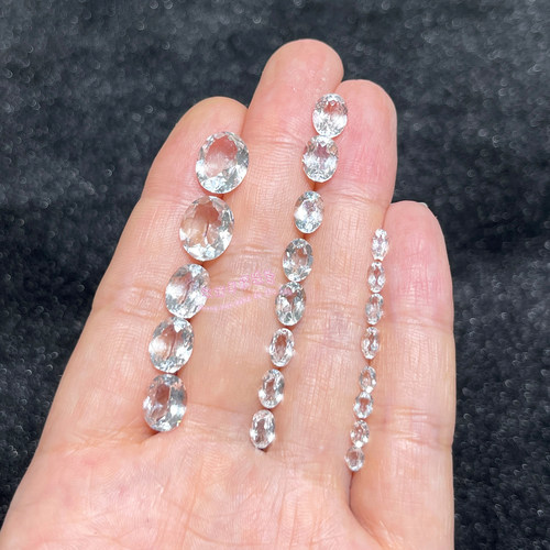 天然白色托帕石 椭圆形3*4MM-9*11MM 托帕石原石裸石戒面 - 图0