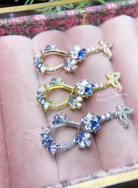 925银吊坠空托 水滴形7*10 10*14MM 项坠银托吊坠项链空托