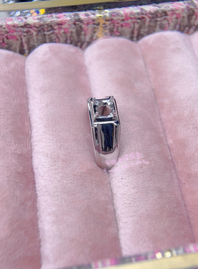 925银男款戒托 圆形 6 8  9MM 镶嵌宝石用男士银托空托