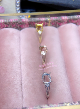 925银戒指空托 枕形6 7 8MM 阿斯切工 八角方形镶嵌宝石银戒托