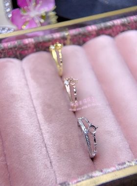 925银戒指空托 圆形 3MM4MM5MM6MM  镶嵌宝石女款开口银戒托