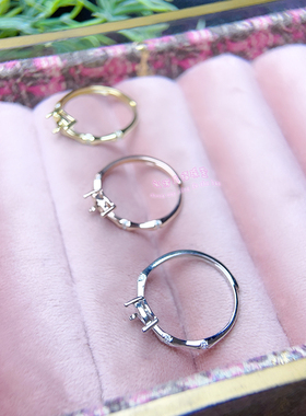 925银戒指空托 水滴形 4*6 5*7MM 镶嵌用银戒托开口戒指银托