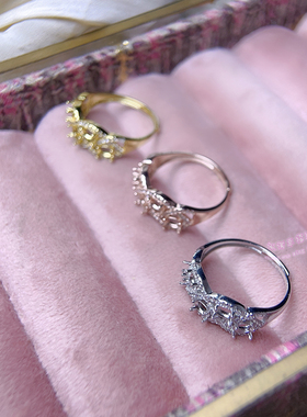 925银戒指空托 椭圆形3*4MM 镶嵌用银戒托排戒银托戒指银托