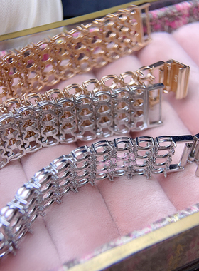 925银手链空托 椭圆形4*6MM 女款镶嵌宝石银手链银托