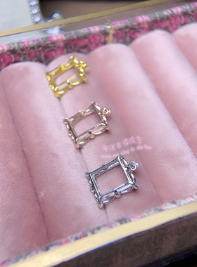 925银吊坠空托 长方形10*12MM 女款镶嵌宝石银托项坠空托项链银托