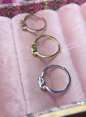 925银戒指空托 长方形4*6MM 八角切工 女款包镶用银戒托戒指银托