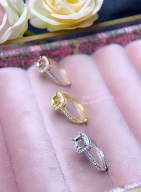 925银戒指空托 枕形4 5 6 7 8MM 八角方形阿斯切工女款镶嵌银戒托