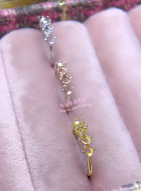 925银戒指空托圆形5MM6MM8MM