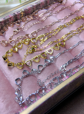 925银项链空托 心形5MM 项链空托链排银托