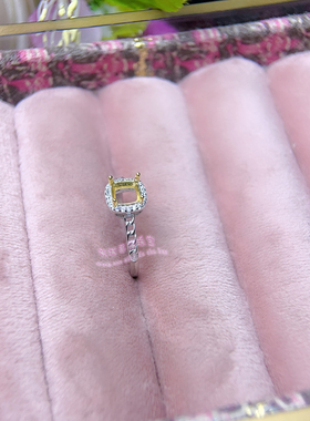 925银戒指空托 枕形5 6 7 8MM 镶嵌用银戒托开口指圈戒指银托