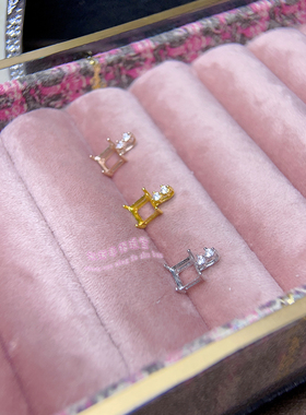 925银吊坠空托 方形6MM 女款镶嵌宝石银托项坠空托项链银托