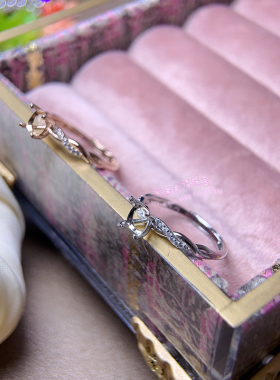 925银戒指空托 圆形 5MM6MM 镶嵌用银戒托开口指圈戒指银托