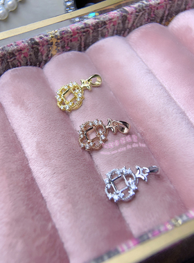 925银吊坠空托 方形5MM 女款镶嵌宝石银托项坠空托项链银托