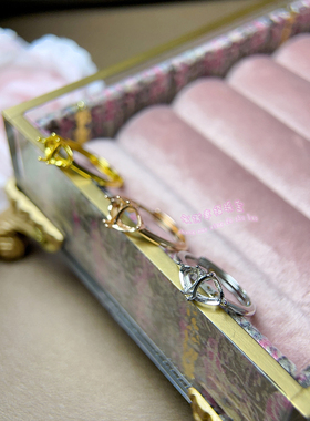 925银戒指空托 心形5 6MM 镶嵌用银戒托开口指圈戒指银托