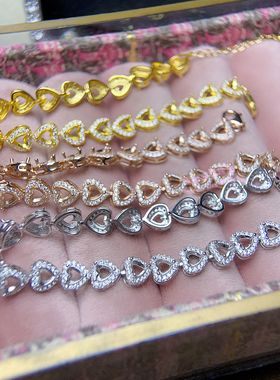 925银手链空托 心形4MM 女款银手链托镶嵌宝石银托