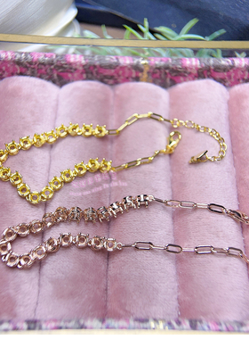 925银手链空托 圆形3MM  女款银手链托镶嵌宝石银托