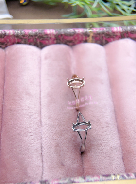 925银戒指空托马目形5*10MM