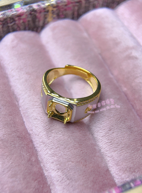 925银男款戒指空托圆形5MM