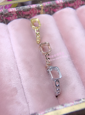 925银戒指空托 长方形4*6 5*7 6*8MM 八角切工包镶款银戒托