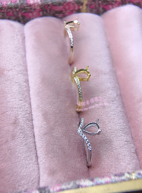 925银戒指空托水滴形4*6MM