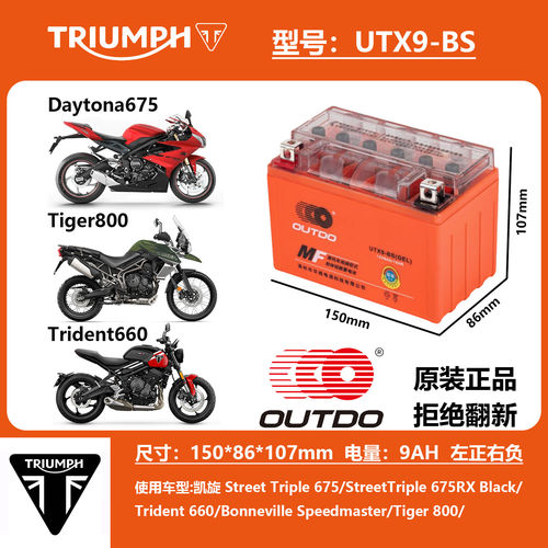 适用凯旋攀爬者T100 Speed Triple105 T120 TIGER800电瓶电池 - 图0