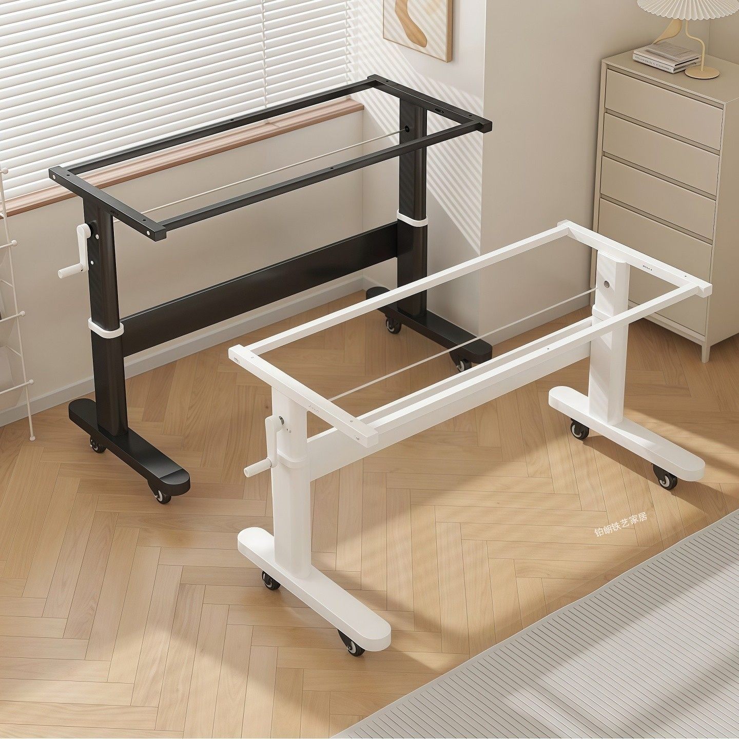 手摇式可升降桌腿小尺寸茶几底座手动可调节小型桌面支架带滑轮,淘宝优惠券,粉丝福利购,淘宝优惠卷