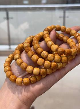 黄金库克老型手串女圆珠桶珠菩提单圈手串文玩念珠佛珠男士手炼