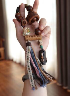 雷击枣木手持搭配跑环招财猫葫芦瓢星星八方来财上上签文玩手链