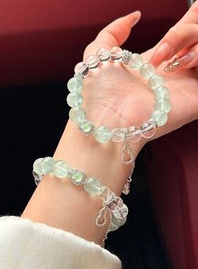 【绿色芭蕾】原创天然绿萤石白水晶葫芦手串清新精致轻奢女款手饰