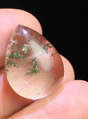 小水滴天然绿幽灵吊坠石红