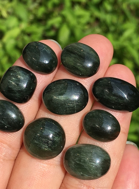 天然绿发晶裸石戒面戒指吊坠