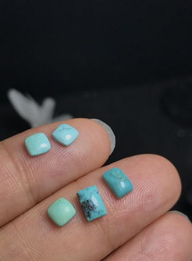 方形天然原矿低级别绿松石有注胶长方形裸石戒面不能配对随机发货