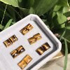 Square earring material! Natural tiger eye stone bare stone lightning pattern 10mm inlaid earrings earrings (only loose stone)