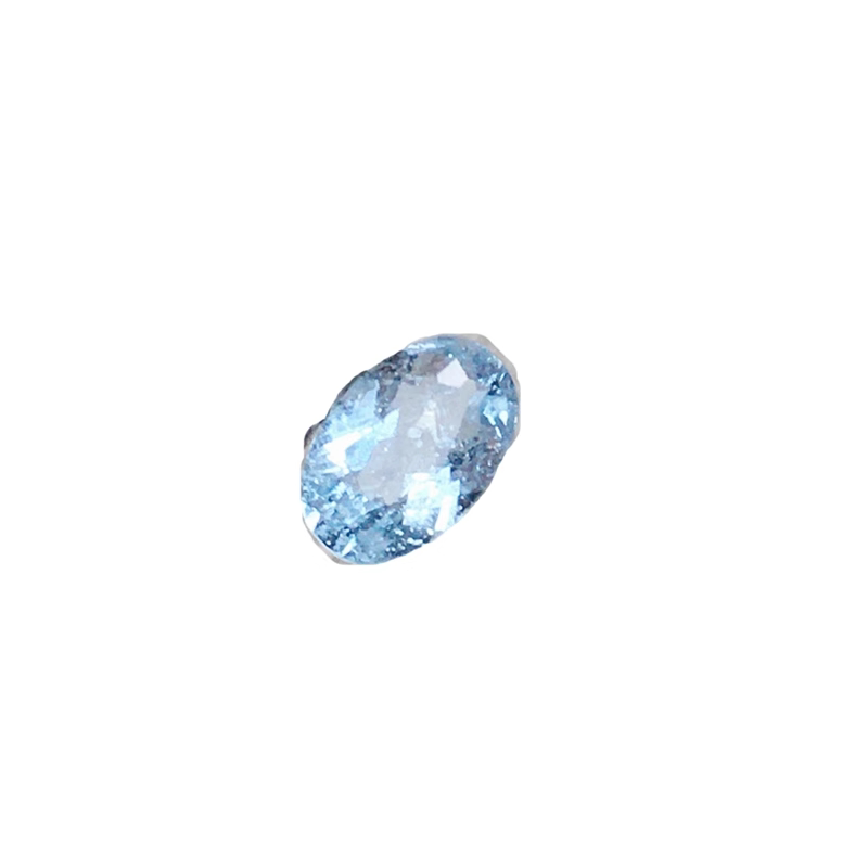 Glue-free natural faceted aquamarine oval ring face loose stone inlaid winding ring clavicle chain one thing one picture