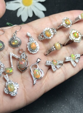 #s925银新品天然非洲欧泊深色