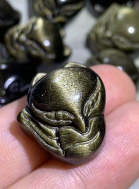 diy天然金曜石手链狐狸吊坠