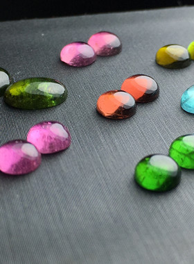 天然红/绿碧玺耳钉料吊坠套装