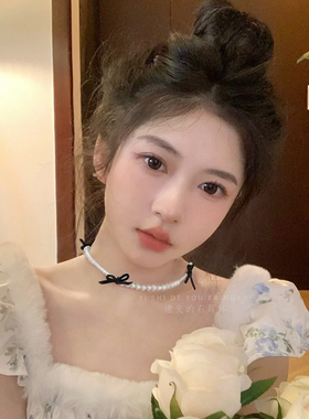 女网红爆款个性小众珍珠锁骨项链