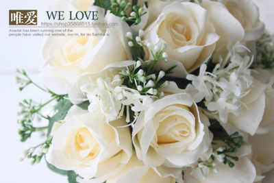 Welove韩式新娘手捧花结婚拍照摄影婚礼仿真花束纯净香槟 虎窝淘