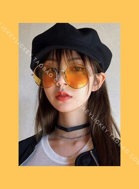 橘色橙色透明墨镜显脸瘦复古圆