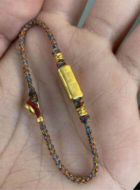 古法藏式招财吉言手工彩绳手链