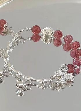 国风新中式秋季荷叶青莲串珠链多层轻奢复古手串高级感精致手饰女