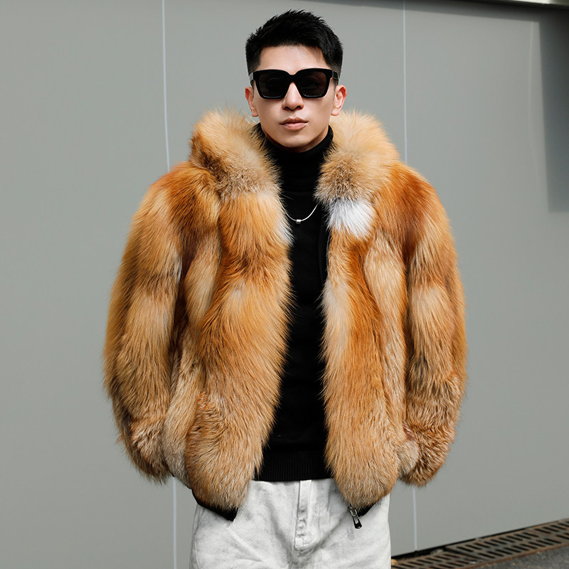 红狐整皮狐狸毛皮草外套男连帽休闲2025新款皮毛一体男夹克年轻款,淘宝优惠券,粉丝福利购,淘宝优惠卷