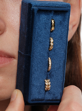 【CnHnOn脂肪商店】s925纯银时髦叠戴镶钻蜂窝树叶满钻耳钉耳夹